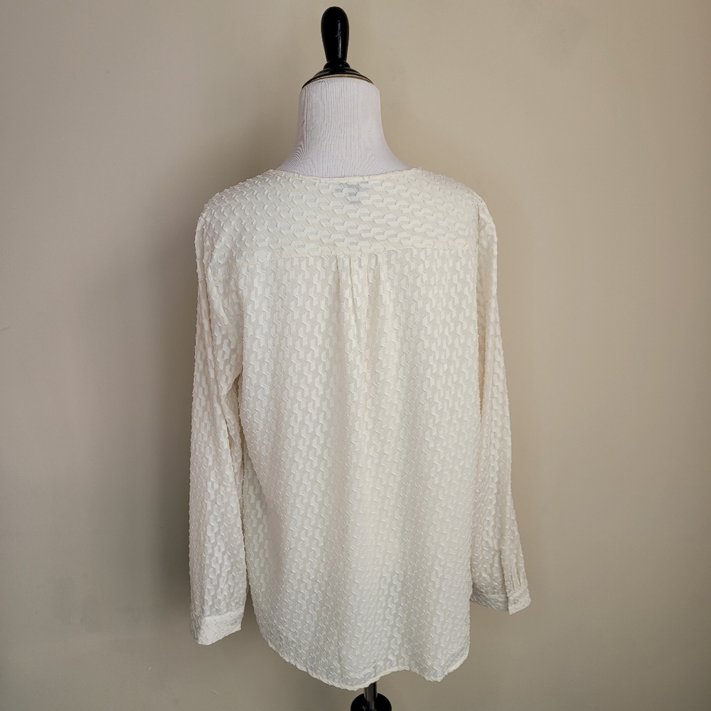 Talbots Cream Textured Button Down Blouse - image 6